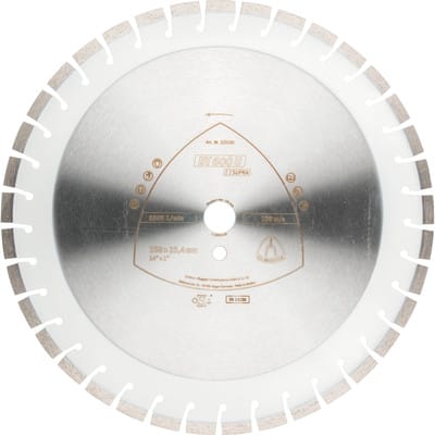 Dt 600 u Diamanttrennscheiben, 350 x 3 x 25,4 mm 37 Segmente 24 x 3 x 10 mm, Kurzverzahnung - Klingspor