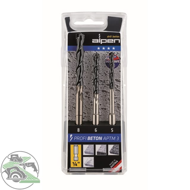 Aptms 3 0000101803100 Beton-Spiralbohrer-Set 3teilig 5 mm, 6 mm, 8 mm 1/4' (6.3 mm) 1 St. - Alpen