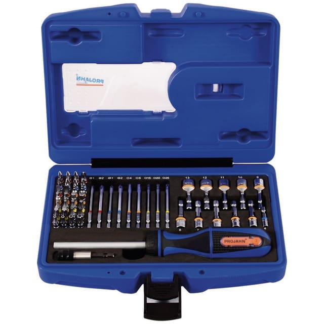 Projahn 1/4 Bit Box mit markierten Bits 60-tlg. inkl. Ratschenschraubendreher mit Bitfach