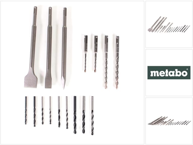 Metabo Zubehörset SP 16-teilig Meißel Holz Metall und Steinbohrer Bau 624637000