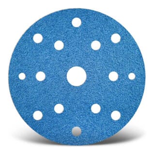 Blue Klett-Schleifscheiben, 150 mm, 15-Loch, f. Exzenterschleifer, Zirkonkorund (25 Stk.) K24 - Menzer