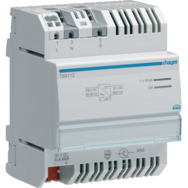 Hager Spannungsversorgung mit Ausgang und Drossel 640 mA KNX REG TXA112