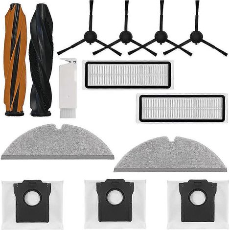 14 Pièces De Rechange Pour Aspirateur Robot Dreame D20 Plus : Brosses Latérales Principales, Filtres, Lingettes De Nettoyage Et Sacs À Poussière.