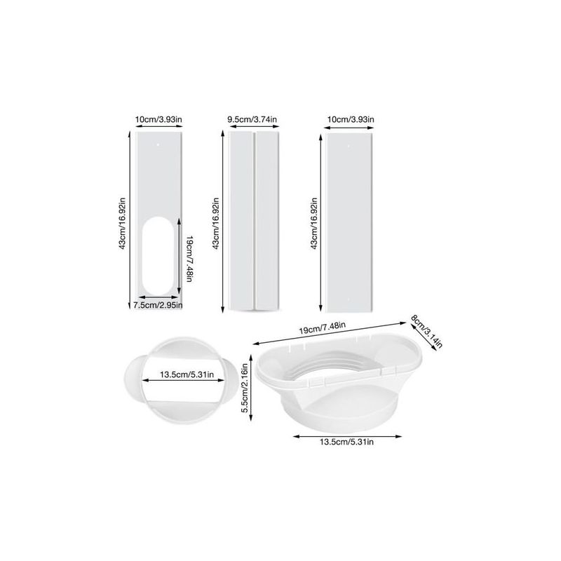 Kit Calfeutrage Climatiseur 4pcs – Longueur Totale 172 Cm – Adaptateur Tuyau 13 Cm – Installation Facile Pour Fenêtres Coulissantes