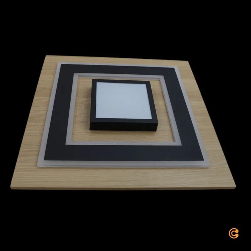 [gebraucht] B-ware Just Light Led Deckenlampe Leuchte Tola Holz Hell Schwarz 3000k 40x40cm 26w