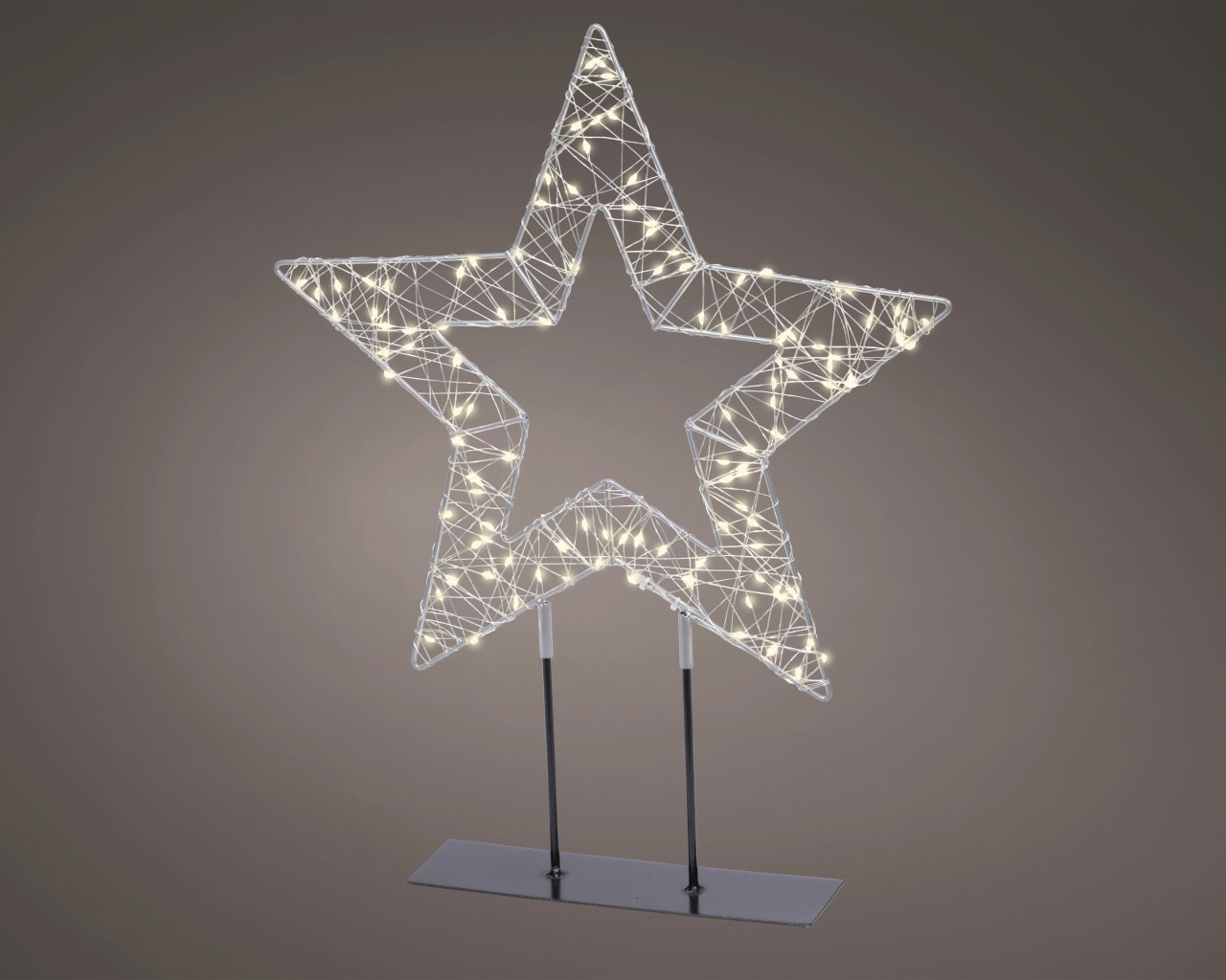 Lumineo Batterie Micro-led Weihnachtsstern Silberfarben Ø 38 Cm 120 Lichter - Warmweiß