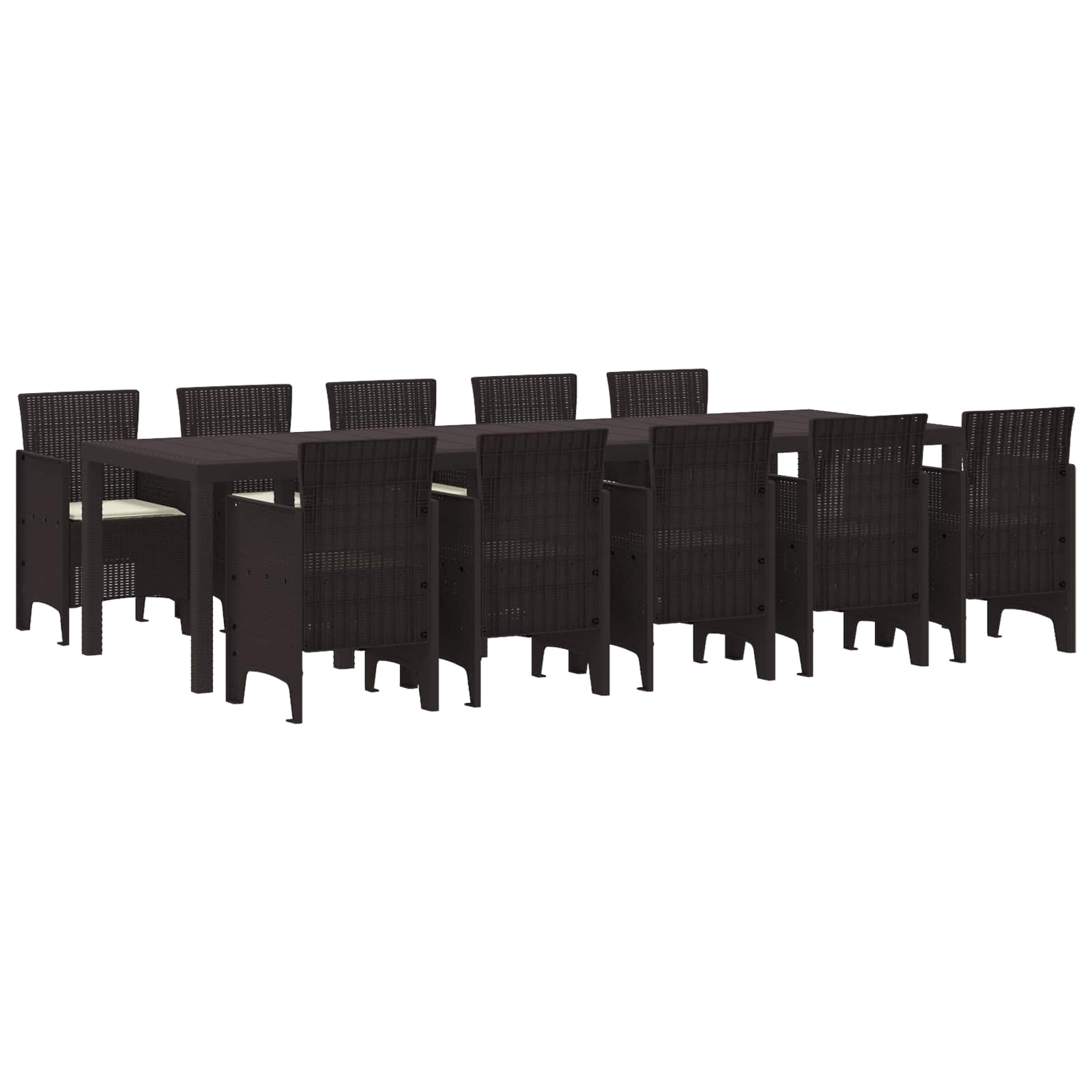 Garten Essgruppe Mit Kissen 11 Pcs Braun Und Creme Rattan