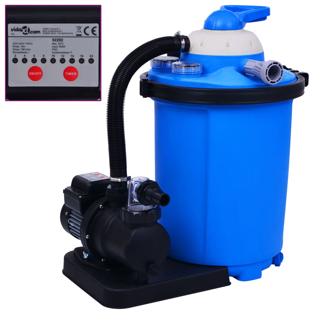 Vidaxl Sandfilterpumpe Mit Timer 550 W 50 L
