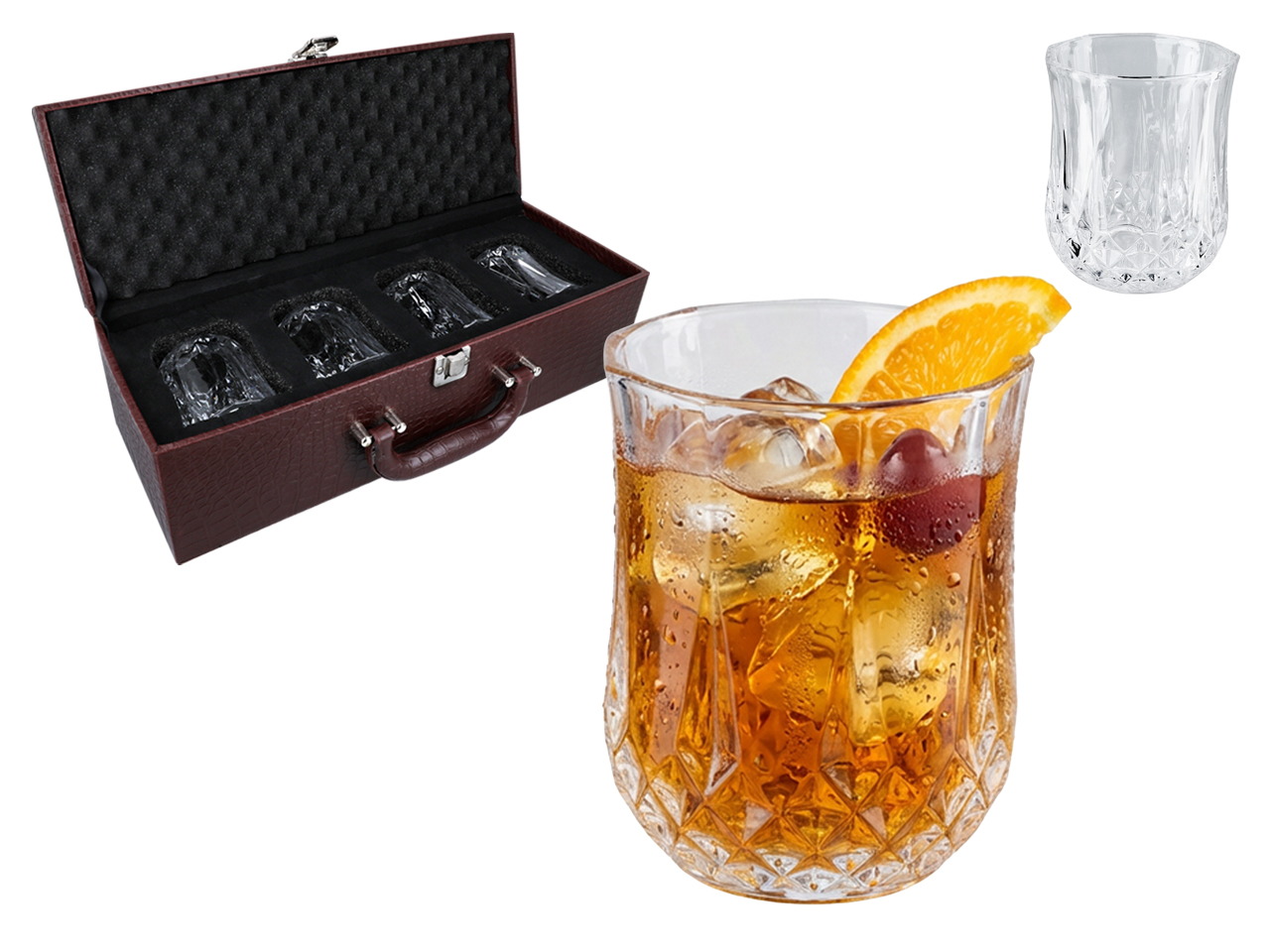 Set Mit 4 Gläsern Für Whisky Und Cognac, Kristallglas, Elegantes Geschenk