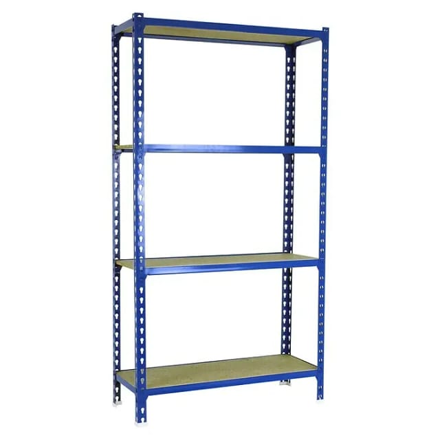 Simonrack Regalsystem ohne Schrauben blau Holz 4 Regalböden 150 kg