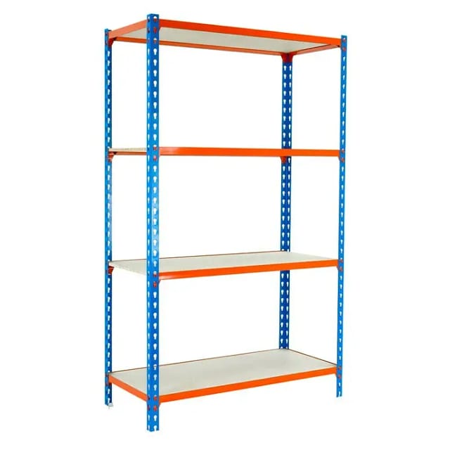 Simonrack Maderclick Plus 4/500 Metallregal blau/orange Holz