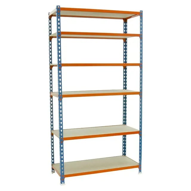 Simonrack Maderclick Mini 6/500 Regal ohne Schrauben blau/orange Holz