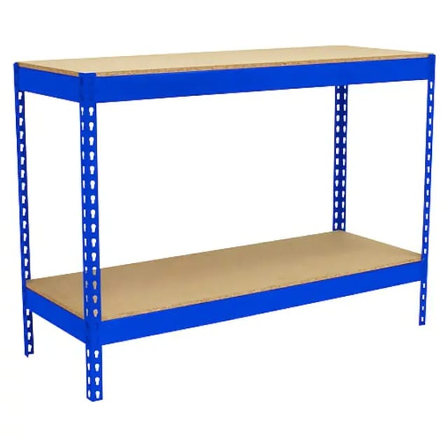 Simonrack Arbeitstisch Blau und Robustes Holz 32 kg
