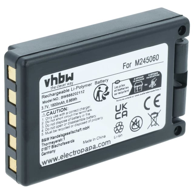 Vhbw - Akku Ersatz für Teleradio 22.381.2, D00004-02, M245060 für Industrie-Funkfernsteuerung Fernbedienung (1800mAh, 3,7V, Li-Polymer)