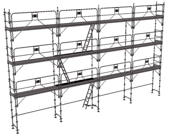 Gerüst 104m² - Struktur + Plattformen + Leiste -Gelände Version - DUO104GC-SPP