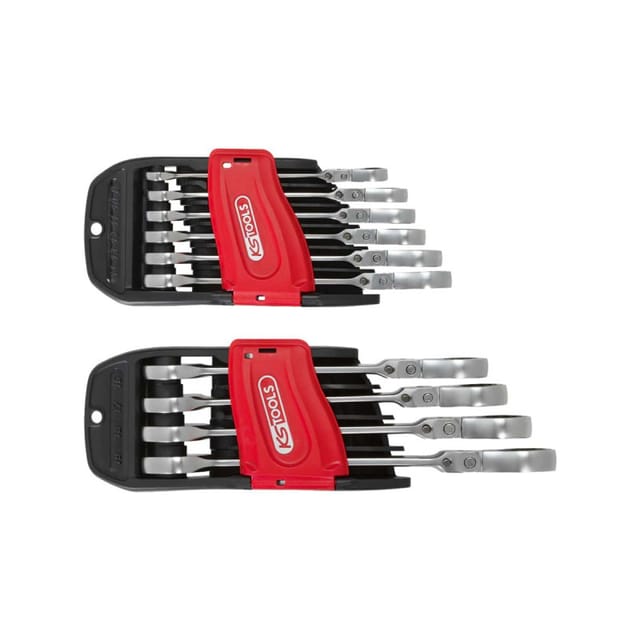 Ratschenschlüsselsatz KS TOOLS Gearplus - 10 Stück - Kippkopf mit Verriegelung 503.4850