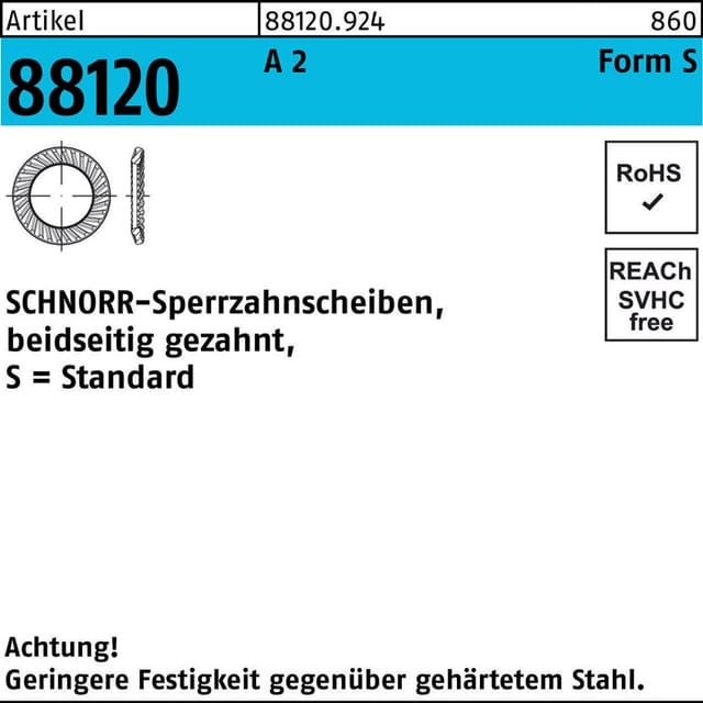 Sperrzahnscheibe r 88120 beidseitig gezahnt s 8 x13 x0,8 a 2
