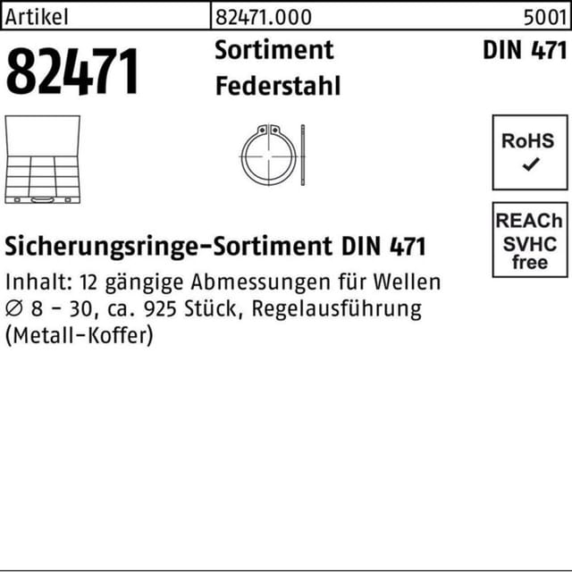 DIN 471 S Sicherungsringe Sortiment Stahl Sicherungsringe S