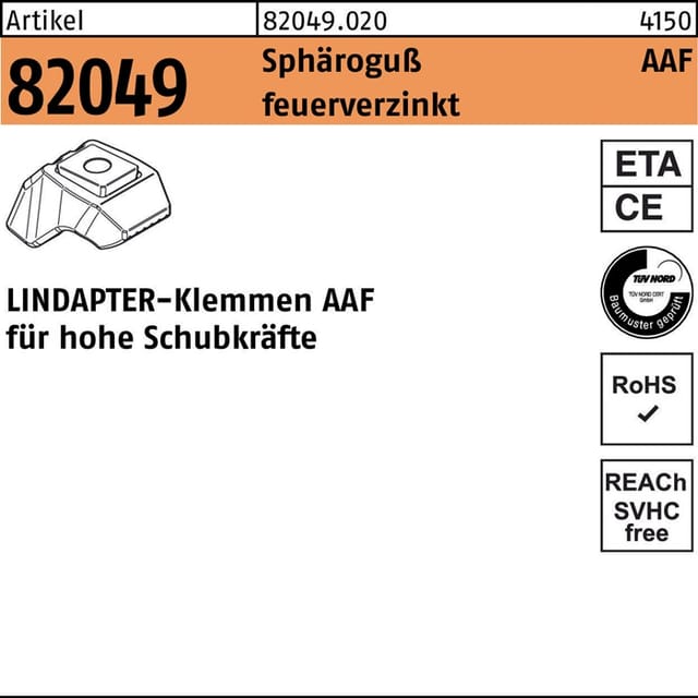 Art 82049 aaf m 20 Sphäro-Guß, tZn, 2-teilig s - Lindapter