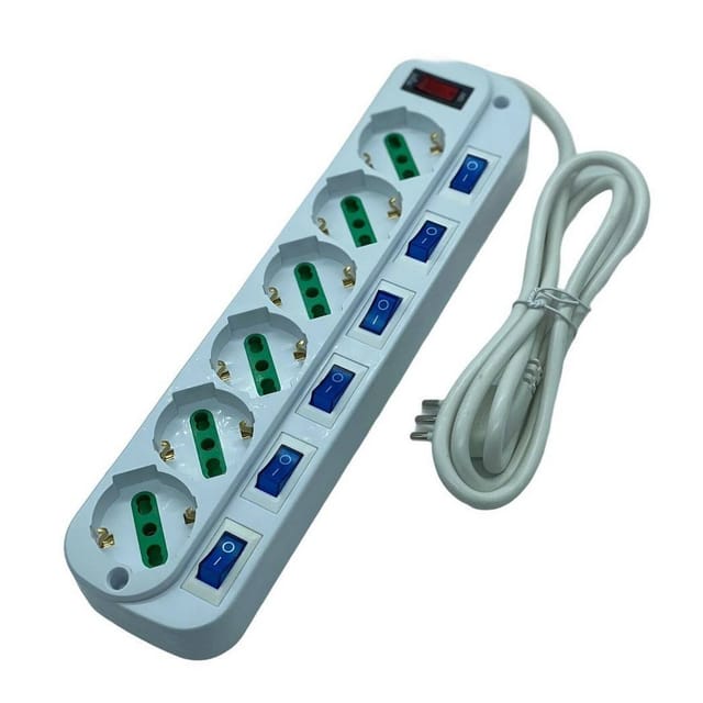 Trade Shop - Mehrfachsteckdose mit 6 Universalsteckdosen ITA 10/16A Schuko Bipasso -