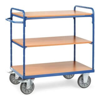 Fetra Etagenwagen mit 3 Böden aus Holz 1000x600mm Ladefläche