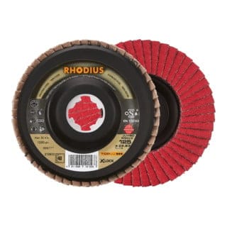 RHODIUS JUMBO SPEED P X-LOCK, 10 Stück, 115 mm, Korn 60, X-LOCK Fächerschleifscheibe