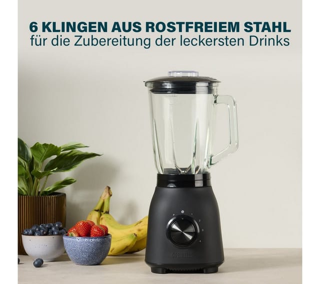 Princess - Standmixer Edelstahl black steel 1,5L Behälter, 4 Stufen, 6 Klingen - 1000 Watt