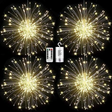 Guirlande Feu D’artifice Led 120 Leds, Lumières Suspendues À Piles , Décoration De Noël, Fêtes, Mariages, Fenêtres, Jardin Et Extérieur