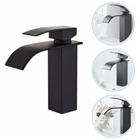 Robinet Salle De Bain Et Deux Tuyaux D\\'entrée, Robinet Lavabo Avec Eau Froide & Chaude Disponible, Design Moderne De Cascade Robinet Lavabo, Conception Durable De Corps De Valve De Cuivre N
