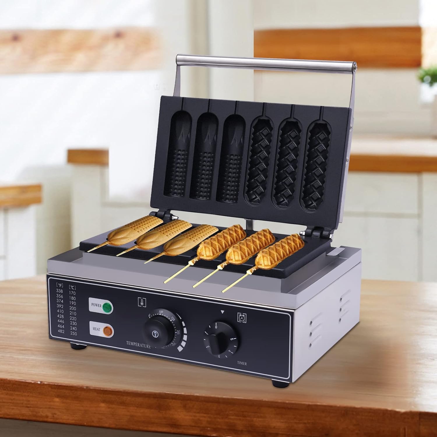 Waffelpfanne Aus Edelstahl Waffelstäbchen Waffelstreifen Corn Dogs Hervorragendes Material Leicht Zu Reinigen Sehr Sicher Kann In Cafés Kantinen Und Heimküchen Sowie An Straßenständen Verwendet Werden