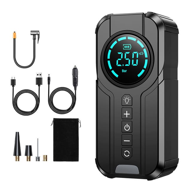 Tragbarer Luftkompressor Mit Manometer, 2-mal Schnelleres Aufpumpen, 12 V Dc/ac, 1,5 Psi Kabellose Intelligente Luftpumpe Für Autoreifen, Motorrad, Fahrrad, Bälle
