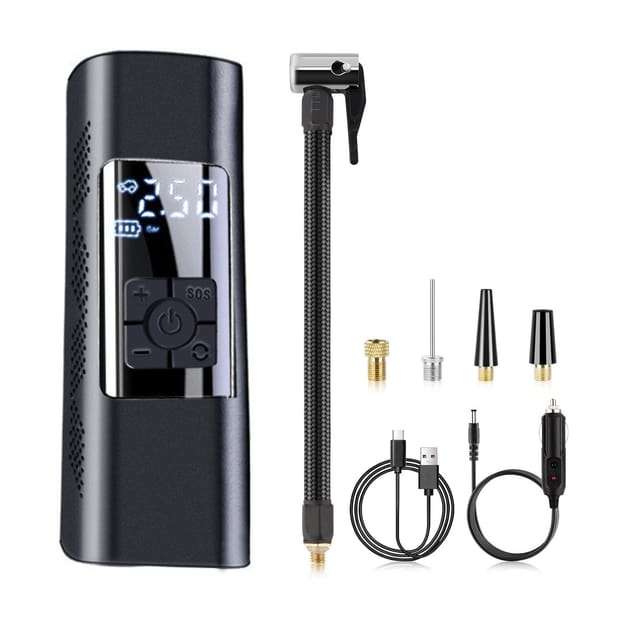 Tragbarer Luftkompressor-reifenfüller – 150 Psi Kabelloser Reifenfüller Mit Manometer – Kleine Autoreifenpumpe Mit Led-licht – Elektrische Reifenpumpe Mit Lcd-display