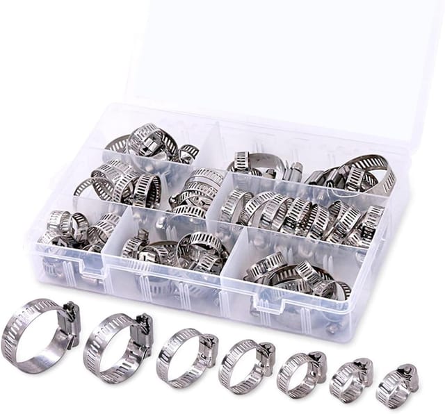 60 Verstellbare Schlauchschellen Aus Edelstahl Mit Schneckengetriebe Im Bereich Von 8 Bis 38 Mm, Kombi-set, 7 Größen, Kraftstoffschlauchschellen Für Schläuche, Rohre, Kraftstoffleitungen, Automobil- U
