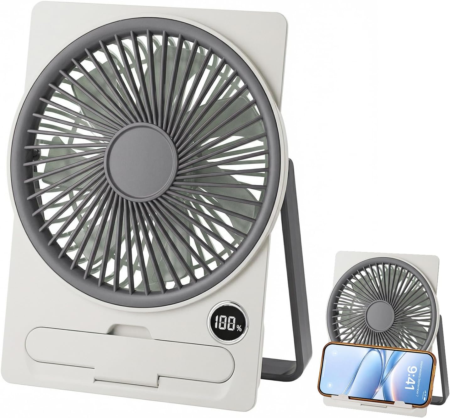 Tischventilator, Usb-ventilator Leise, Mini-ventilator Leise 5 Geschwindigkeiten, Mit Led-anzeige, Kleiner Tragbarer Ventilator Für Büro, Zuhause, Schlafzimmer (grau)