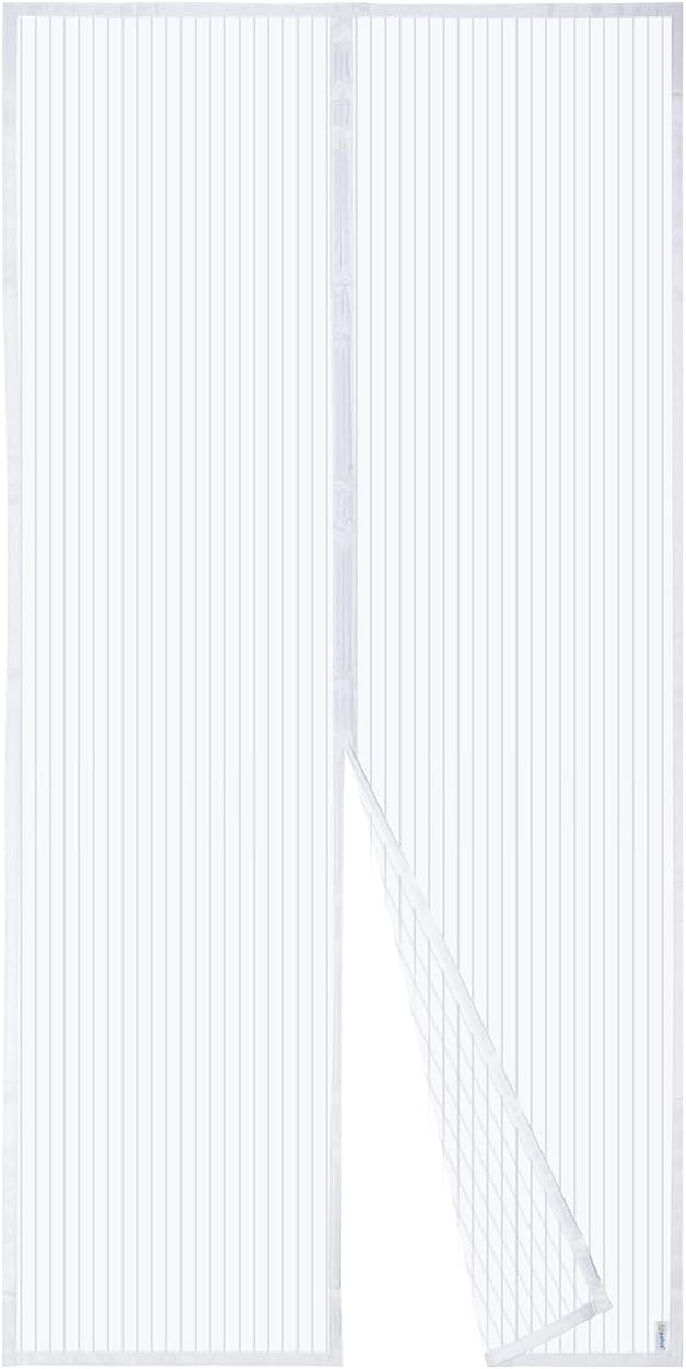 Magnetisches Fliegengitter Für Türen, Vorhang Aus Mesh-gewebe, Magnetische Dichtung Von Oben Nach Unten Mit Automatischem Verschluss, Hält Die Frische Luft Im Inneren (120x210 Cm, Weiß)