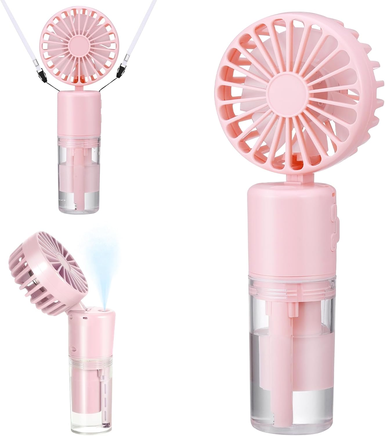 Tragbarer Ventilator Mit Wassernebel – 800 Mah – Mini Tragbarer Usb-ventilator, Wiederaufladbar Mit 4 Geschwindigkeiten – Kühlender Nebelventilator, Batteriebetrieben Für Büro Und Reisen
