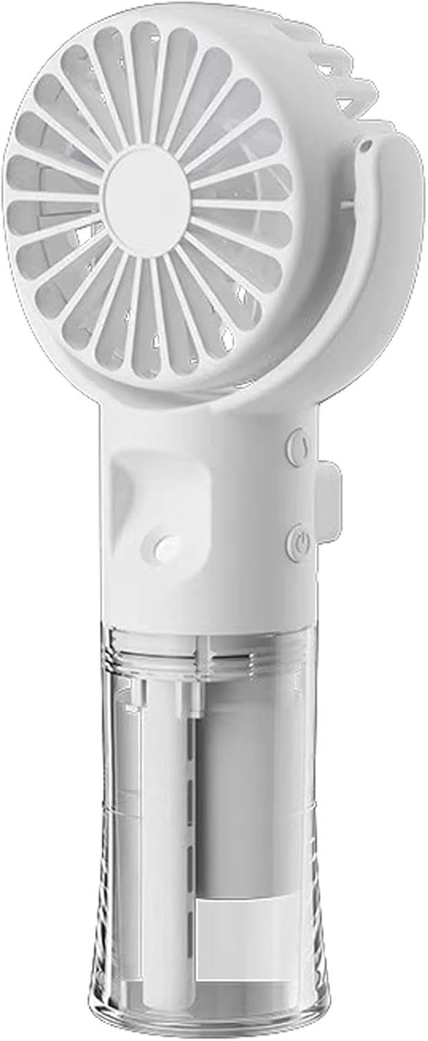 Tragbarer Mini-ventilator Mit Wassernebel, Usb-aufladbar Mit 4 Geschwindigkeitsstufen, Kleiner, Leichter Kühlventilator Für Innenräume, Schule, Reisen, Camping, Make-up (weiß)