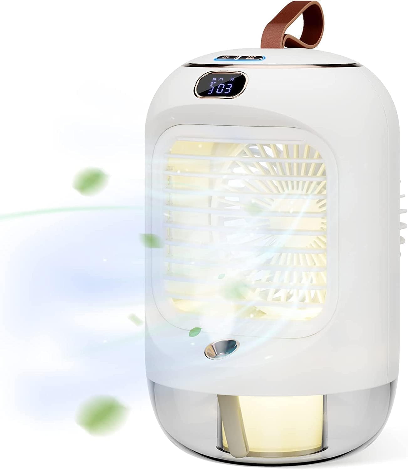 Multifunktionaler Rotierender Usb-mini-luftkühler Mit 3 Geschwindigkeiten, Nachtlicht, 180°-oszillation, Tragbarer Persönlicher Luftkühler Für Schlafzimmer Und Büro