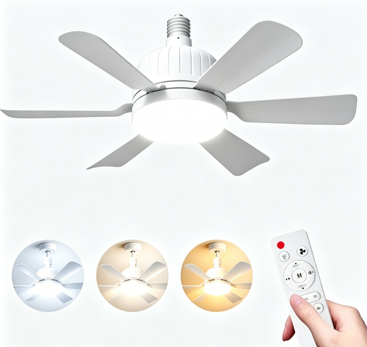 Deckenventilator Mit Lampe Und Fernbedienung, 40 W, Deckenventilator-lampe Mit E27-fassung, 3 Geschwindigkeiten, 6 Flügel, Timer, Einstellbarer Led-deckenventilator Für Schlafzimmer