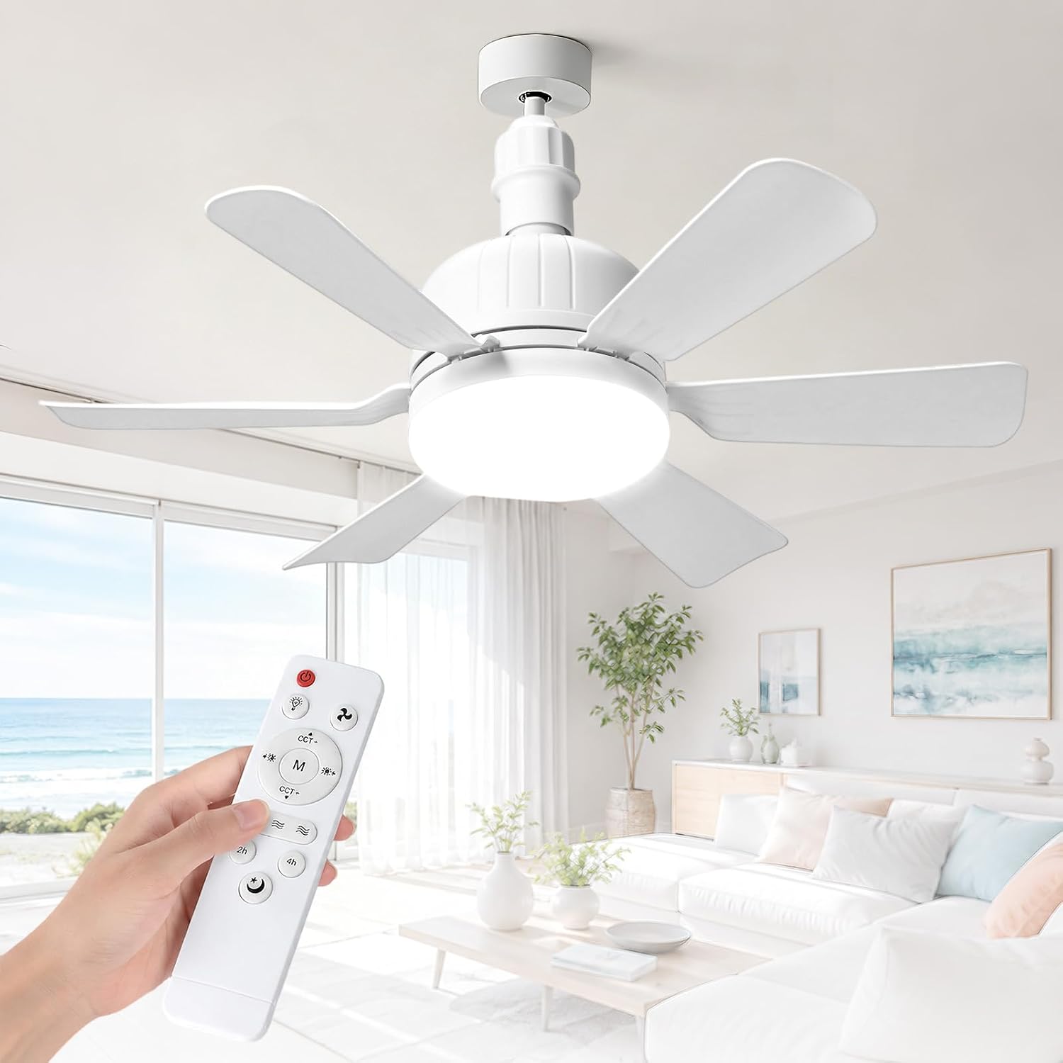 Deckenventilator Mit Lampe Und Fernbedienung, 40w Deckenventilator-lampe Mit E27-fassung, Dimmbare Led-deckenventilator Für Schlafzimmer, Wohnzimmer, 3 Geschwindigkeiten (e27-weiß-a)
