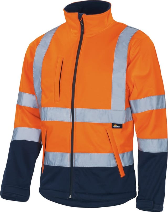 Vizwell - Softshelljacke atmungsaktiv, wind- und wasserdicht VW135O Gr. 2XL orange/marine