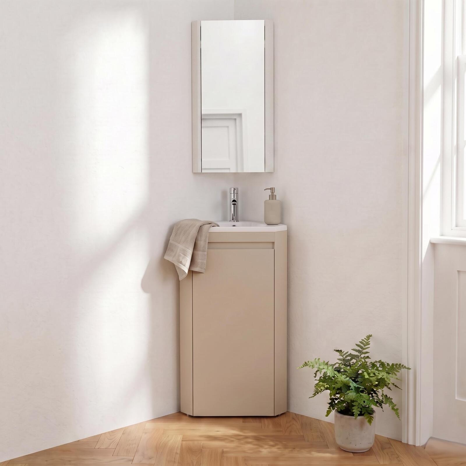 Ensemble Lave-mains D'Angle Sorrento Sur Pieds Avec Robinet Et Armoire