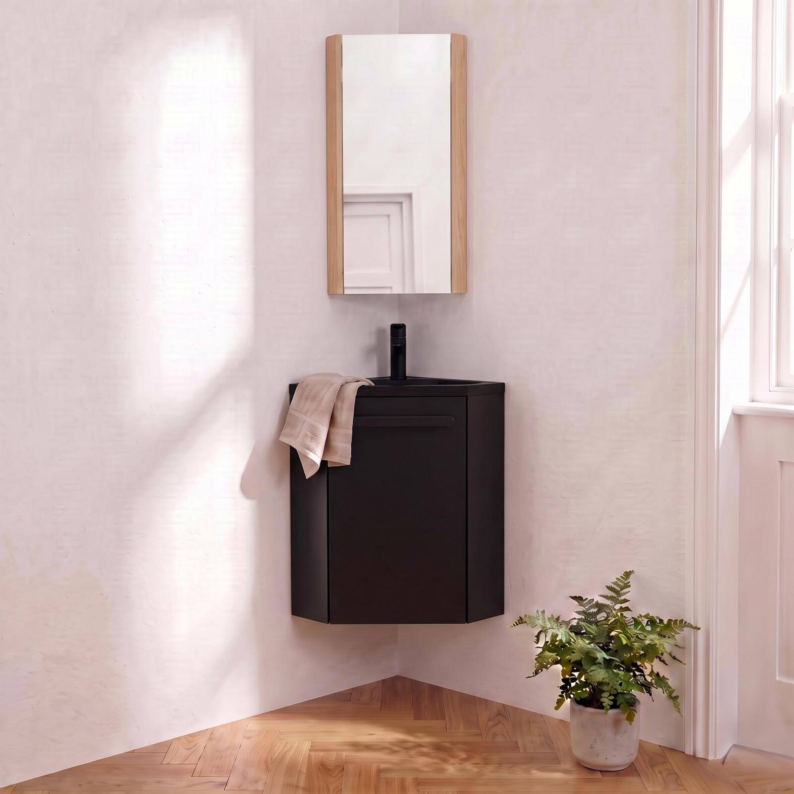 Ensemble Lave-mains Angle Skino Avec Robinet Et Armoire