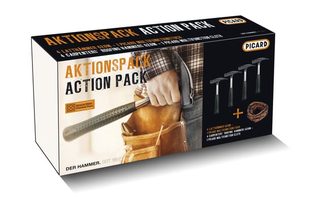 Aktionspack 4 x Latthammer 620M glatt + 1 x Multifunktionstuch - Picard