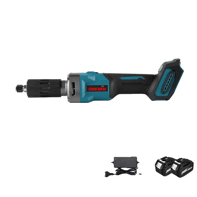 Geradschleifer, Bürstenloser Motor, Einstellbare Drehzahl, 2 Akkus, Eu-stecker