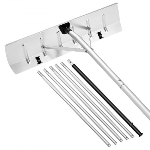 Schnee Dachrechen, 66 Cm Alu-klinge, 142–606 Cm Verstellbarer Schneeschieber Mit Rädern, Schneeräumwerkzeug Mit Rutschfestem Griff, Hausdachrechen Zum Entfernen Von Laub & Schnee