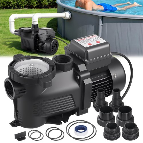 Schwimmbadpumpe 400 W, Filterpumpe 11.100 L/h Max. Fördermenge, Einstufige Poolpumpe, 3450 U/min, 10 M Max. Förderhöhe, Mit 24-stunden-timer & Filterkorb, Für Aufstell- & Einbaupools, & Spas