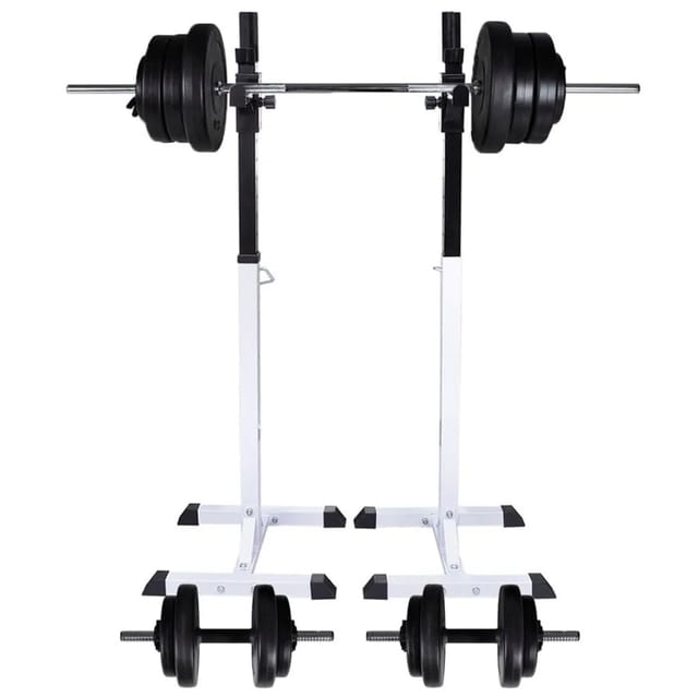Kniebeugen-/Langhantelständer mit Hantel-Set 60,5 kg - Vidaxl