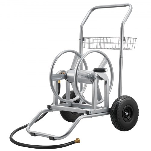 Schlauchwagen, 6096/9144cm Gartenschlauchwagen, Schlauchtrommel Mit Zwei Rädern, Griff & Aufbewahrungskorb, Schlauchaufroller Mit Doppeltem Verwendungszweck Für Garten, Auto 675x610x900mm