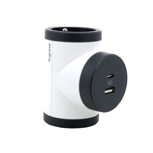 Triplite USB Compact Wandhalterung, 2 schwarze Steckdosen Legrand